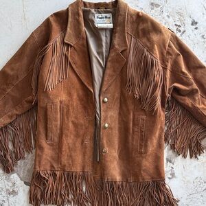 VINTAGE PIONEER WEAR Suede leather Western Jacket in Brown with Tan Lining